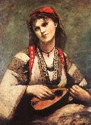  Jean Baptiste Camille  Corot Gypsy with a Mandolin oil on canvas